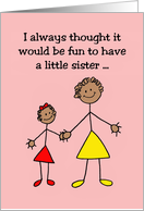 Cute Birthday Card For Younger Sister With African American Cartoons card