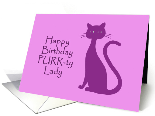 Birthday Card With Cat Silhouette Happy Birthday PURR-ty Lady card