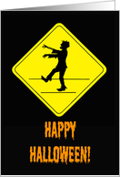 Halloween Card With Zombie Crossing SIgn card