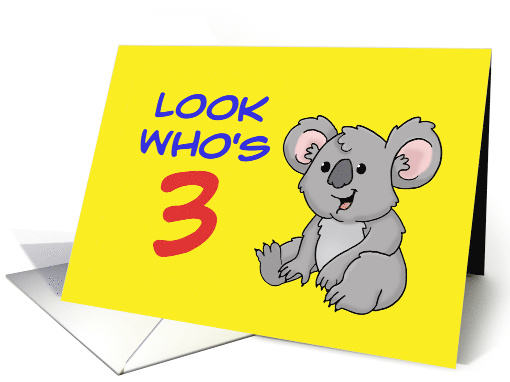 Cute Birthday Card For Third Birthday With Koala Bear... (1574906)