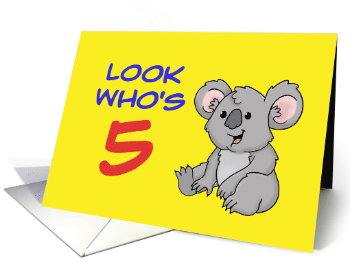 Cute Birthday Card For Fifth Birthday With Koala Bear... (1574910)