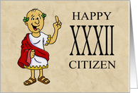Thirty Second Birthday Card With Roman Character Happy XXXII Citizen card