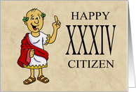 Thirty Fourth Birthday Card With Roman Character Happy XXXIV Citizen card