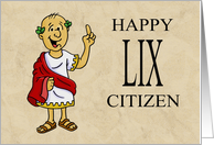 Fifty Ninth Birthday Card With Roman Character Happy LIX Citizen card