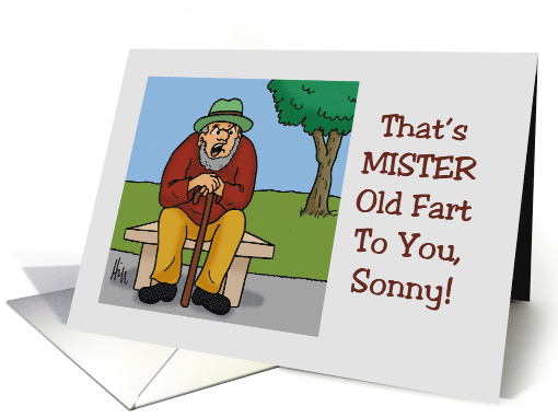 Blank Note Card With Cartoon Old Man Yelling That's... (1576868)