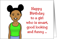 Birthday Card For Sister Who Is Smart With African American Girl card