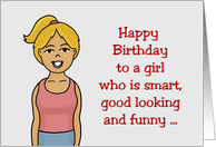 Birthday Card For Daughter Who Is Smart With Young Cartoon Girl card