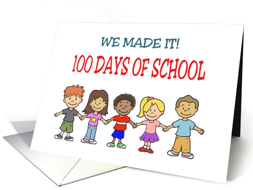 100th Days Of School Cart With Cartoon Kids We MAde It! card (1577238)