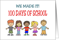 100th Days Of School Cart With Cartoon Kids We MAde It! card