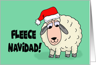 Funny Christmas Card With Cartoon Sheep Fleece Navidad card