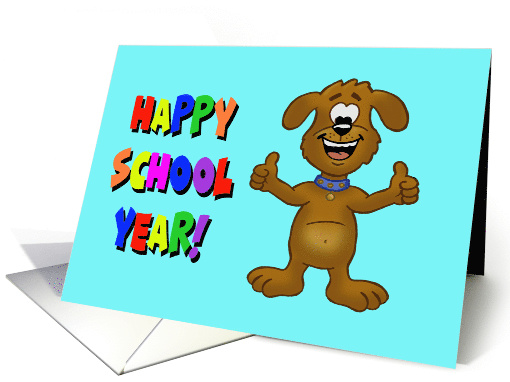 Blank Note Card Cartoon Dog Giving Thumbs Up Happy School Year card