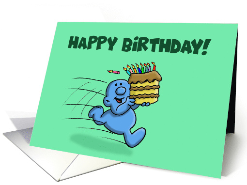 Birthday Card With Running Character With Cake It Is... (1577862)