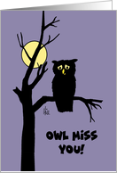 Cute Miss You Card With Owl In Tree Owl Miss You! card