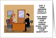American Business Women’s Day With Cartoon Orders From A Woman card