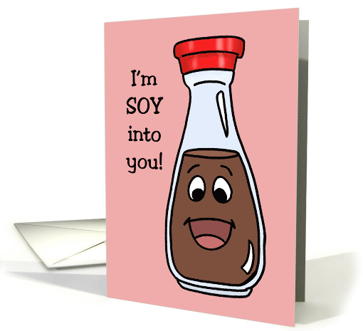 Cute Valentine Card With Cartoon Soy Sauce Bottle card (1579822)