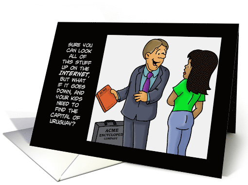 National Salesperson Day Card With Cartoon About Encyclopedias card