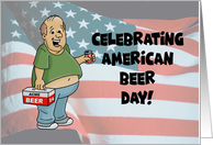 National American Beer Day Card With Man With Case Of Beer card