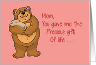 Mother’s Birthday Card With Cartoon Bear Hugging Her Cub card