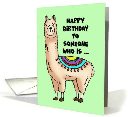 Birthday Card With A Cartoon Llama Someone Who Is Llamazing card