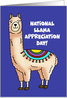 National Llama Appreciation Day Card With Cartoon Llama card