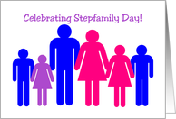Stepfamily Day Card With Silhouette Figures Showing Blended Family card