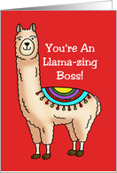 Boss’s Day Card You’re An Llama-zing Boss With Cartoon Llama card