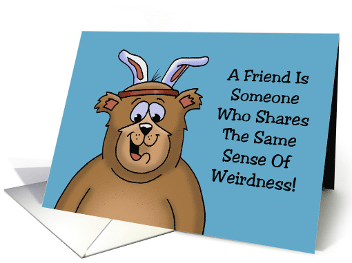 Friendship Card With Cartoon Bear wearing Bunny Ears Same... (1583384)