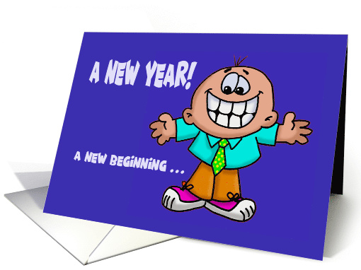 New Year's Card With Cartoon Character A New Beginning card (1583570)