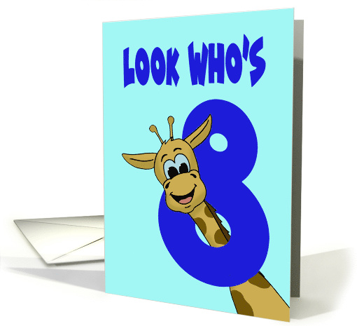 Cute Eighth Birthday Card With Giraffe Through The Number Eight card