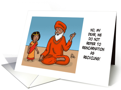 Blank Note Card With Cartoon Reincarnation Is Not Recycling card