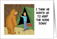 Cute Anniversary Card With Angry Bear Confronting Campers In A Tent card
