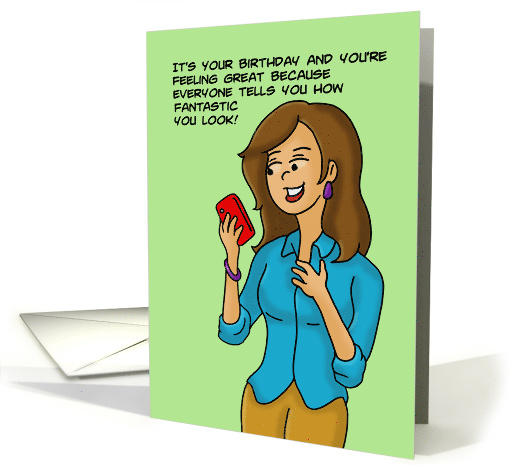 Birthday Card With Cartoon Woman You Look Fantastic For Your Age card