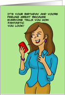 Birthday Card With Cartoon Woman You Look Fantastic For Your Age card
