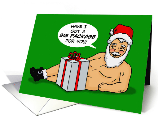 Adult Christmas Card With Santa I Have A Big Package For You card