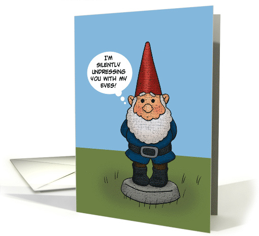 Adult Romance With Cartoon Garden Gnome Undressing You With Eyes card