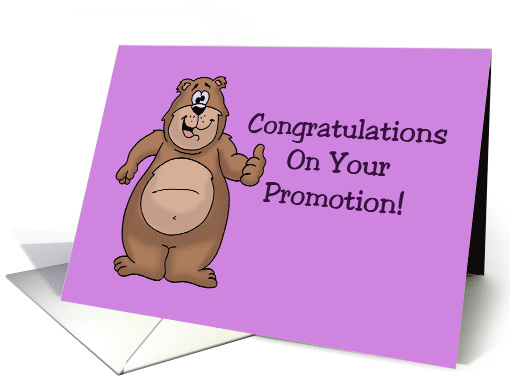 Congratulations On Your Promotion Card With Cartoon Bear card