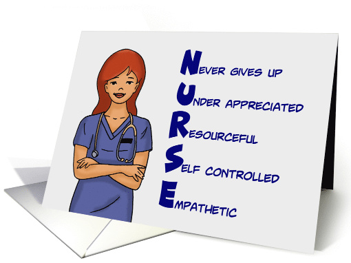 Nurses day Card With Nurse And The Word Nurse As An Acronym card