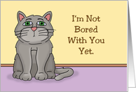 Humorous Birthday Card From The Cat I’m Not Bored With You Yet card