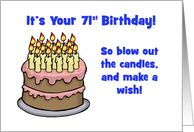 Humorous 71st Birthday Card With Cake So Blow Out The Candles card