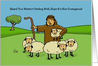 Humorous Get Well Card With Shepherd And Sheep Get The Flock Out card