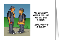 Blank Note Card With Cartoon About Teenagers With Saggy Pants card