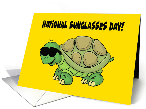 National Sunglasses Day Card With Cool Cartoon Turtle card (1595564)