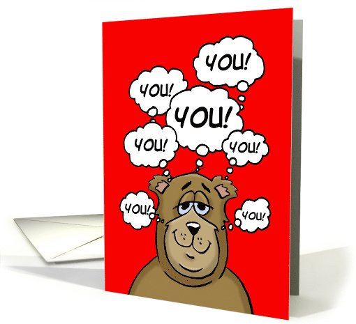 Love, Romance Card With Cartoon Bear And Thought Balloons card