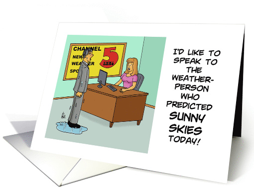 National Weatherperson's Day Card With Angry And Wet TV Viewer card