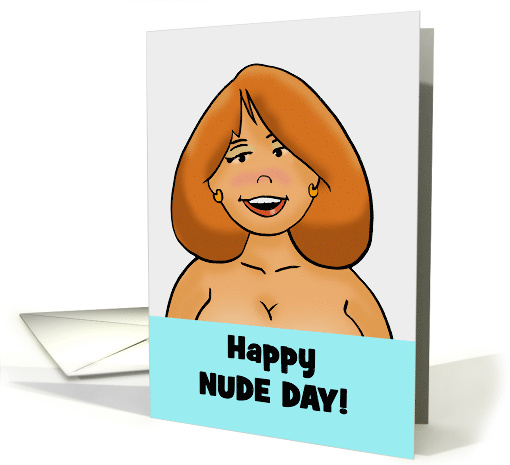 National Nude Day Card With Exposed Cartoon Woman card (1596012)