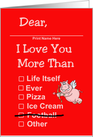 Humorous Valentine Card From Man With Generic Checklist card