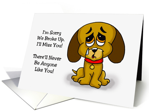 Humorous Apology Card For A Break-up With Sad Cartoon Puppy card