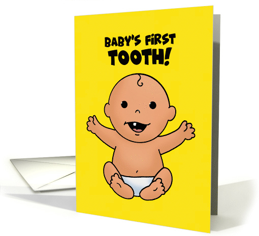 Congratulations Card For Baby's First Tooth With Cartoon Baby card