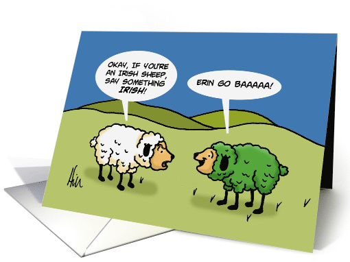 Funny St. Patrick's Day Card With Green Sheep Erin Go Baaaa card