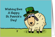 Cute St. Patrick’s Day Card With Cartoon Sheep Wishing Ewe card